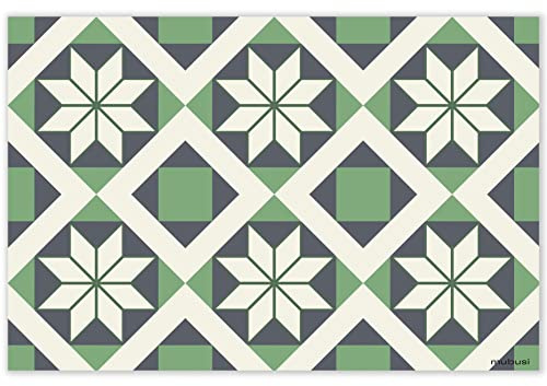 mubusi Tapis Vinyle du Sol Cuisine Salon - Différentes Tailles - (Sud Verte 60x90 cm)