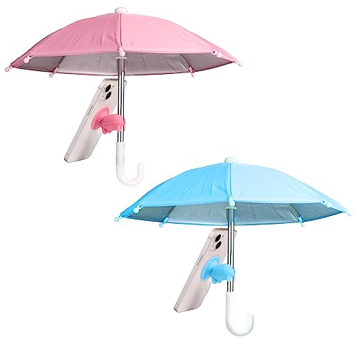 2 Stück Phone Umbrella, multifunktional verstellbar niedlich Handy-Regenschirm mit Schweinchen-Saugnapf Handy-Sonnenschutz, Blendschutz