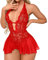 BOTCAM Femmes Grande Taille Sexy Lingerie Dentelle Sexy Onesie Passion Combinaison Body Sous-Vêtements Lingerie Enceinte Lingerie, RD2, M