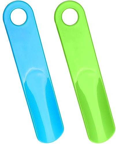 Acooruiteng 2 Stück Schuhlöffel Schuhlöffel Lang Premium Schuhanzieher Kunststoff Schuhanzieher Lang mit Lochung zum Aufhängen Schuhlöffel Klein Shoe Horn für Mann Frauen Kinder Senioren