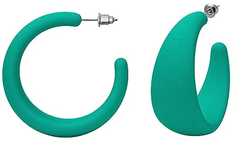 Soul-Cats 1 Paar Kunststoff Creolen Acryl Ohrstecker Ohrringe Hoops Retro, Farbe:türkis