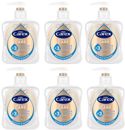 Carex Advanced Care Moisturising Antibacterial Hand Wash, 3x More Moisturisers, Clean & Protect Hands, Bulk Buy, Pack of 6 x 250ml