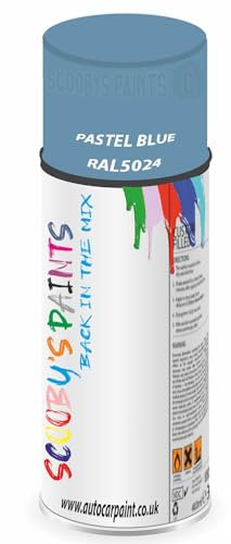 SCOOBYS PAINTS BACK IN THE MIX RAL5024 Pastel blue 400ML Aerosol Spray Paint RAL Colour Can Gloss Shinny Finish DIY Indoor/Outdoor Wood Plastic Metal Heat Resistant Steel