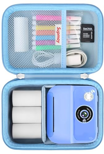 Supmay Tragetasche Kompatibel mit Hangrui/HiMont/GREENKINDER/Gofunly/ETIKEZ/TIATUA/MYSTILUCK Sofortbildkamera Kinder, Thermopapier für Kinder Sofortbildkameras Aufbewahrungstasche, Blau