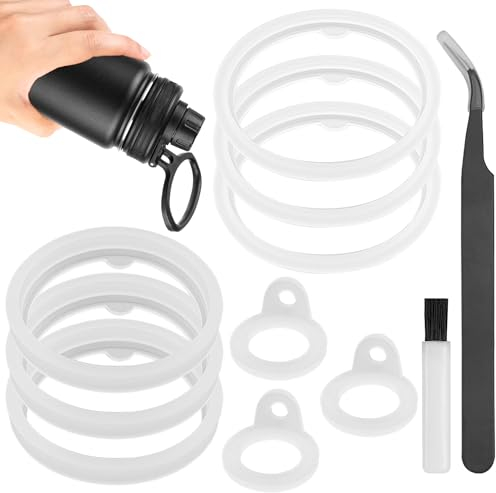 AYWFEY 11 Pcs Silicone Water Bottle Gasket Replacement Compatible with Thermoflask Bottle 24oz, 32oz, 40oz & 64oz+Cleaning Brush+Tweezers, Lid Sealing O Rings for Water Bottle Straw Lid & Spout