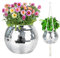 FGBNM Pot de fleurs en forme de boule disco argenté de 22,9 cm avec corde de suspension, chaîne de suspension, crochet, cercle et miroirs supplémentaires (22,9 cm, argenté, 1 pièce)