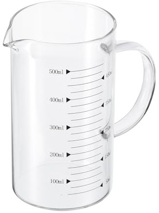 PATIKIL 500ml Glass Measuring Cup, 3.3 Borosilicate Glass Graduated Black Printed Scale Liquid Measure Cups Beaker with V-Shaped Spout for Kitchen