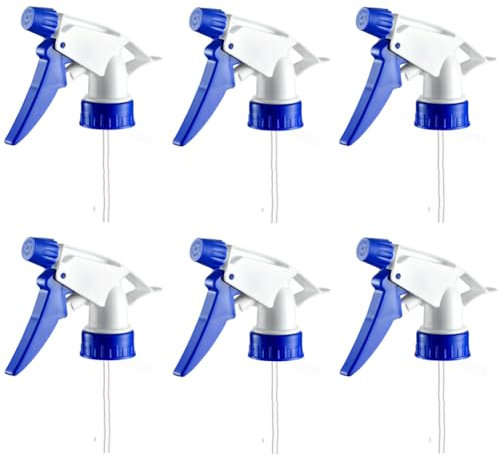 6PCS Trigger Sprayer Heavy Duty Replacement Nozzle with Mist Spray and Stream Sprayer Nozzles Head Plastic 28/400 Sprayer Tops Replacement Fit for Standard 8oz/16oz Bottle Home Garden Watering (Blue)