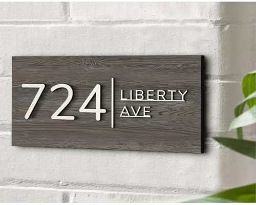 MXN Custom House Number Sign Wooden Personalized 3d Address Plaques with Street Name Modern Door Plaque Custom Signs for Outside Wedding Housewarm Birthday Gifts (25 * 15CM)