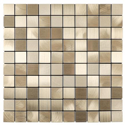 Selbstklebende Mosaikfliesen Wandfliesen Fliesenaufkleber Metall Alu Klebefliesen Mosaik (6 Matten, Gold)