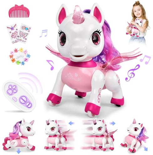 Joellfuner Unicornio Robot para Niños, Robot Teledirigido Inteligente, Juguetes Toque Interactivos Música Baile, Regalos Creativos para Niños y Niñas 3-12 Años