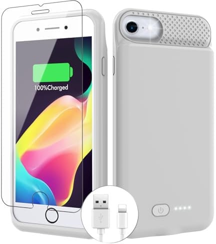 BOPPS Battery Case for iPhone 8/7/6s/6/SE (2022/2020), 6000mAh iPhone Charger Case with 360° Protection