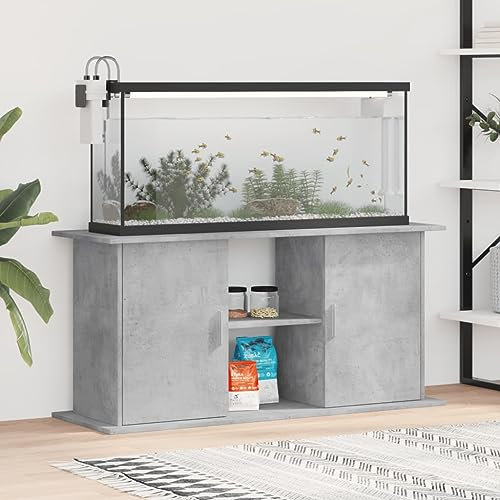 Mengtu Aquariumständer Aquariumregal Fischtankständer Aquarium Unterschrank mit viel Stauraum, Aquarium Tisch Aquarienschrank Terrarium Schrank Betongrau 121x41x58 cm Holzwerkstoff