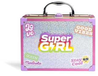Martinelia cosmetic case withLED-Supergirl mirror. 25 x 19 x 9 cm. Contains eye shadow, nail polish, lip gloss and toe spreader