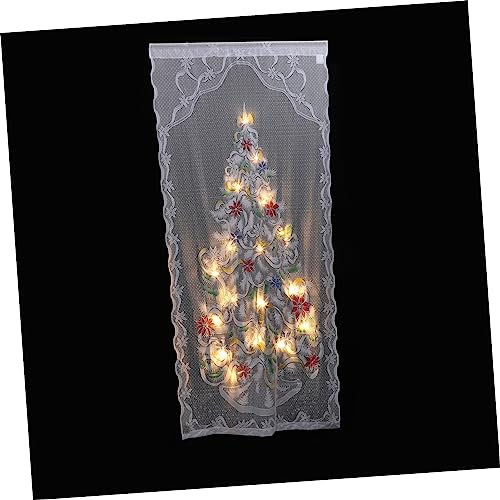 MAGICLULU Led Weihnachtsvorhang Spitze Mit Led Leuchten Halbtransparent 102x213cm Batteriebetrieben Festliche Fensterdekoration Für Weihnachten