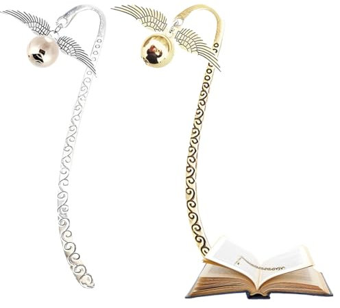 MEXRUMI Zauberfeder,Goldener Schnatz Lesezeichen,Metall Lesezeichen,Perfektes Geschenk Für Leseratten Und Kinder