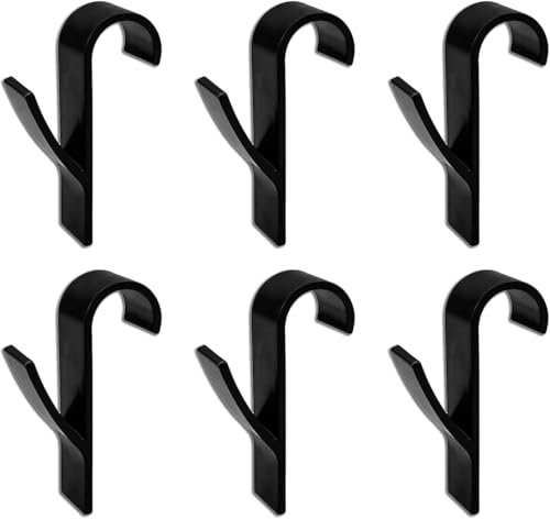 Makloee 6pcs Black Round Radiator Hooks, Towel Rail Radiator Hooks, Universal Fit All Standard Radiators, Durable Metal Bathroom Accessories