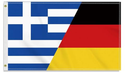 Große 90×150 CM Deutschland Griechenland Flagge, großes 150D Deutsch Griechenlands Freundschafts banner,Strapazierfähige Deutschlandfahne Doube-Seitendruck Dekor Messingösen large Greece
