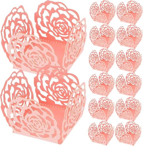 KOSTOO 50pcs Truffle Wrapper, Chocolate Paper Cups, Mini Baking Cups Paper, Wrap Liners Chocolate Candy Packing Separating Trays for Shower Birthday Wedding Party (Pink)