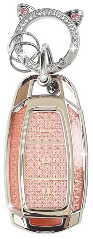 ZVRSUA Autoschlüssel Schutzhülle Passt für Hyundai,Schlüsselcover TPU Autoschlüssel hülle Kompatibel mit Hyundai i10 i30 ix25 ix35 IG Santa Fe Kona Elantra Grandeur Solaris Azera Tucson (Rosa)