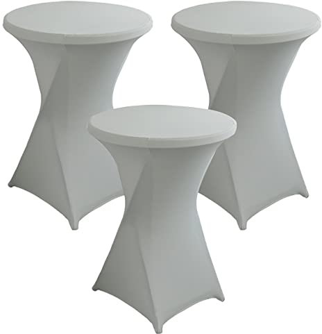 Stretch Husse Ø 60/80 cm Stretch Spandex Stretch Husse für Stehtisch Stretch für Cocktail Bistro Hochzeit Bar Bankett Grau 80 cm 3er Set
