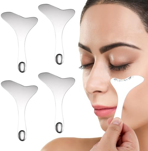 BOXOB 4stk Eyeliner Schablone aus Edelstahl 304, Wing-Eyeliner-Führung Hilfswerkzeug Multifunktionaler Mascara-Schutz für Lidschatten und Wimpern Applikator Schnelles Augen Make-up Vorlage