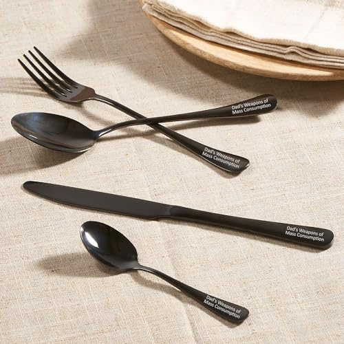 Personalised 3-Piece Cutlery Set, Stainless Steel, Multiple Colours, Custom Engraving (Black)