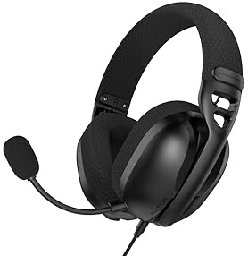 HATOR Hyperpunk 3 Gaming-Headset – 40mm Hi-Res Treiber, 3,5mm Klinke, abnehmbares Mikrofon, Stoff-Ohrpolster mit Memory Foam, 225g leicht – für PC, PS4, Xbox - Schwarz