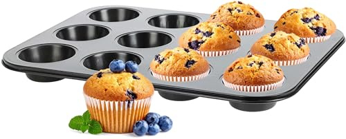mucHome Muffinform für 12 Muffins - Antihaftbeschichtet Backform - Standardgröße Muffinblech für Cupcakes und Brownies