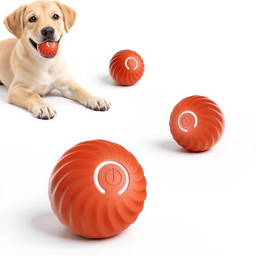 Gerbala hundespielzeug Ball, Selbstrollender Hund, Interaktives Hundespielzeug Mit USB-Ladekabel, Interaktives Hunde Ball Spielzeug für langeweile drinnen draußen (B)