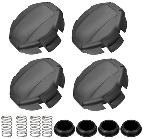 MUUPEG Trimmer-Teile X472000070 Verschleißkappe für Echo Speed Feed 400 Trimmerkopf, Ersatz-Weedeater-Saitenspulenabdeckung und Feder-Set, passend für SRM-225, SRM-230, PAS-225, 4 Stück
