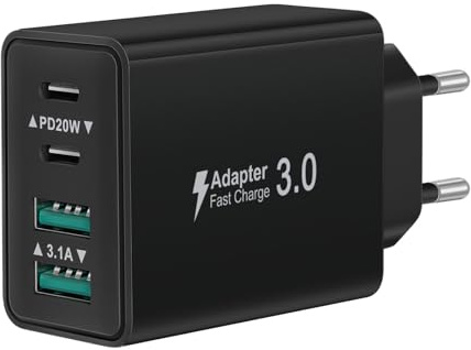 Caricatore USB C, 40W 4-Porte Rapido Presa USB Multiplo Alimentatore Caricabatterie per iPhone 17 16 15 14 13 12 11 Pro Max Plus, Samsung, iPad, Fast Charger USBC Carica Spina Power Adattatore