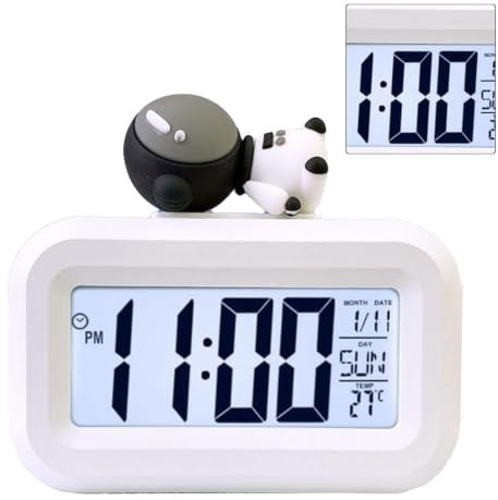 HERCHR Niedlicher Wecker, Kunststoff, niedliche Cartoon-elektronische Uhr, Desktop-Alarm, Daten, Zeit, Kalender, Temperatur, LED-Anzeige, Kindergeschenk (Astronaut)