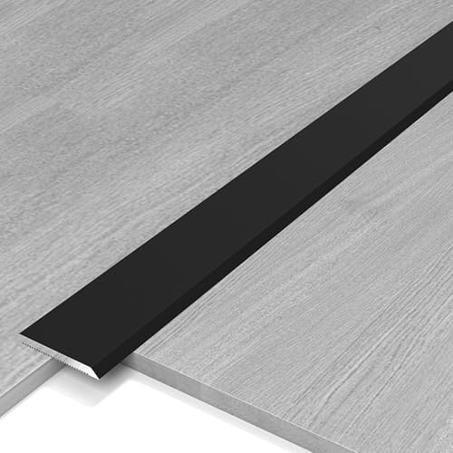 Flache Türschwellen Boden Übergangsleiste, Selbstklebende Aluminium-Trennleisten, Für Teppichböden, Laminat, Holzböden, Fliesen Und Zuhause(Schwarz,W3.5cm)