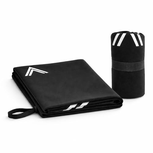 A2 performance Toalla Microfibra Gimnasio | Toalla Gym Hombre Mujer | Ultraligera, Compacta y Máxima Absorción| Ideal para Fitness, Yoga, SPA, Piscina y Viajes (Negro y Blanco)