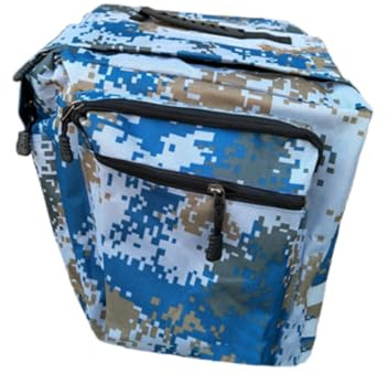 DEARMAMY Fahrradtasche Camouflage Doppel Gepäcktasche für Mountainbike Große Packtasche mit Tragegriff Abnehmbare Seitentaschen Sichere Fixierung für Gepäckträger Outdoor Fahrradtasche