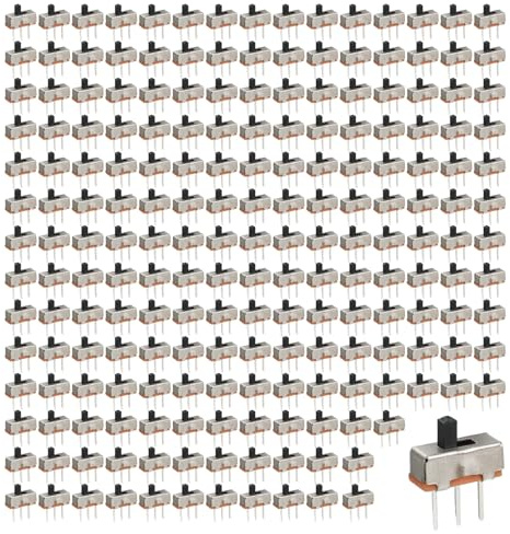 200 Stück Mini Schiebeschalter SS12D00G3, Mikroschalter 3-Pin 2-Positionen 1P2T, Mini Schalter 0,5A 50V DC, Micro Schalter für PCB, DIY Elektronik, Audio und Steuerungsprojekte
