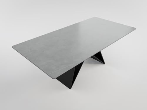 Magnolia Home Esszimmertisch COMODI 200x100cm graue Keramikplatte schwarzes Tischgestell