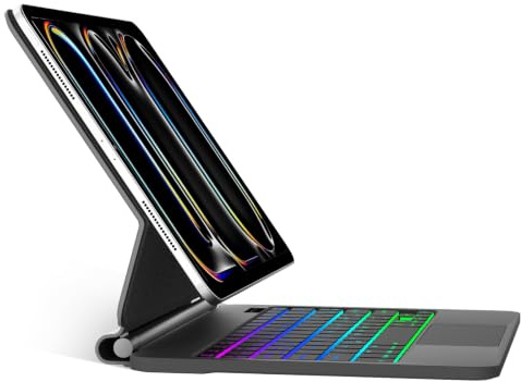 IVEOPPE Funda Teclado Magic para iPad Pro 11 M4 2025/M3 2024 con Touchpad | Capa Keyboard 7 Colores Retroiluminados, Case Diseño Magnético Flotante con Trackpad para iPad Pro M4 2025/M3 2024, Negro