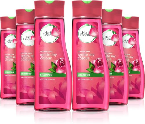 Herbal's Essence's Ignite My Colour Rose Shampoo for Coloured Hair, Rose Extract, Colour Protection & Hydration, 400ml Each, (Pack of 6).