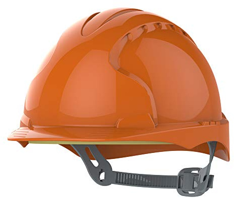 JSP EVO2 Safety Helmet Hard Hat Slip Ratchet Non-Vented Orange, Made in UK | For construction, electrical, civil engineering and industry. Lightweight comfort with precision fit harness. EN397 certified