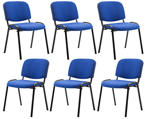 CLP 6er Set Besucherstuhl Ken Stoff I Stapelstuhl Mit Robustem Metallgestell I Polsterstuhl Mit Rückenlehne, Farbe:blau