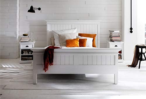 Dynamic24 Holzbett Halifax weiß 160x200 Bett Doppelbett Ehebett Massivholz Landhaus