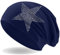 Hatstar Strass Stern Damen Beanie Mütze | elastisches Slouch Long Beanie | Mädchen Mütze | mit edler Strass Applikation | leicht und weich (Navy)