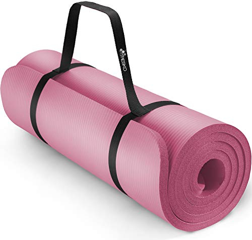 TRESKO Yogamatte Phthalatfrei - Gymnastikmatte rutschfest, Pilatesmatte Fitnessmatte mit Tragegurt, 190 x 100 x 1,5 cm