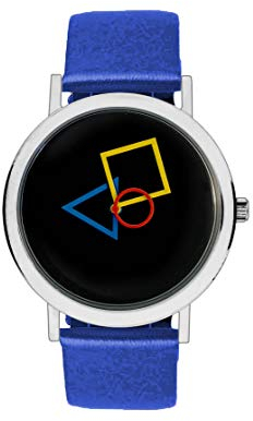 Aristo - Damenarmbanduhr im Bauhausstil mit blauem Lederarmband und schwarzem Ziffernblatt - 100 Jahre Bauhaus Jubliäum - Made in Germany