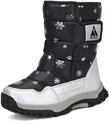 Mishansha Stivaletto da Neve Ragazze Ragazzi Stivaletti Invernali Comodi e Caldi Antiscivolo Stivali,Nero,37