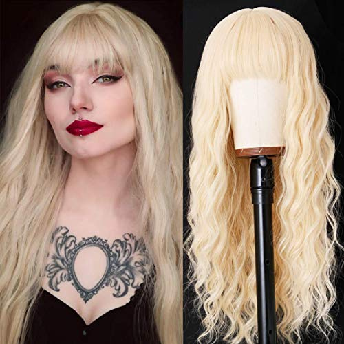 Juziviee Perücke Blond Damen Lang Locken für Frauen Ombre Gewellt/Gelockt Natürlich Wig Daenerys Targaryen Cosplay Alltag Kostümparty Halloween Karneval Mode Kunsthaar volle Perücken 012