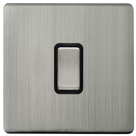 1 Gang Intermediate Single Light Switch Gloss Brush Chrome Screwless Plate N313DME