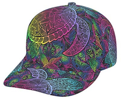 AXGM Damen Herren Kappe Schildkröte Mandala Mütze Freizeit Sports Hut Cap Verstellbar Basecap für Tennis Golf Reisen White OneSize